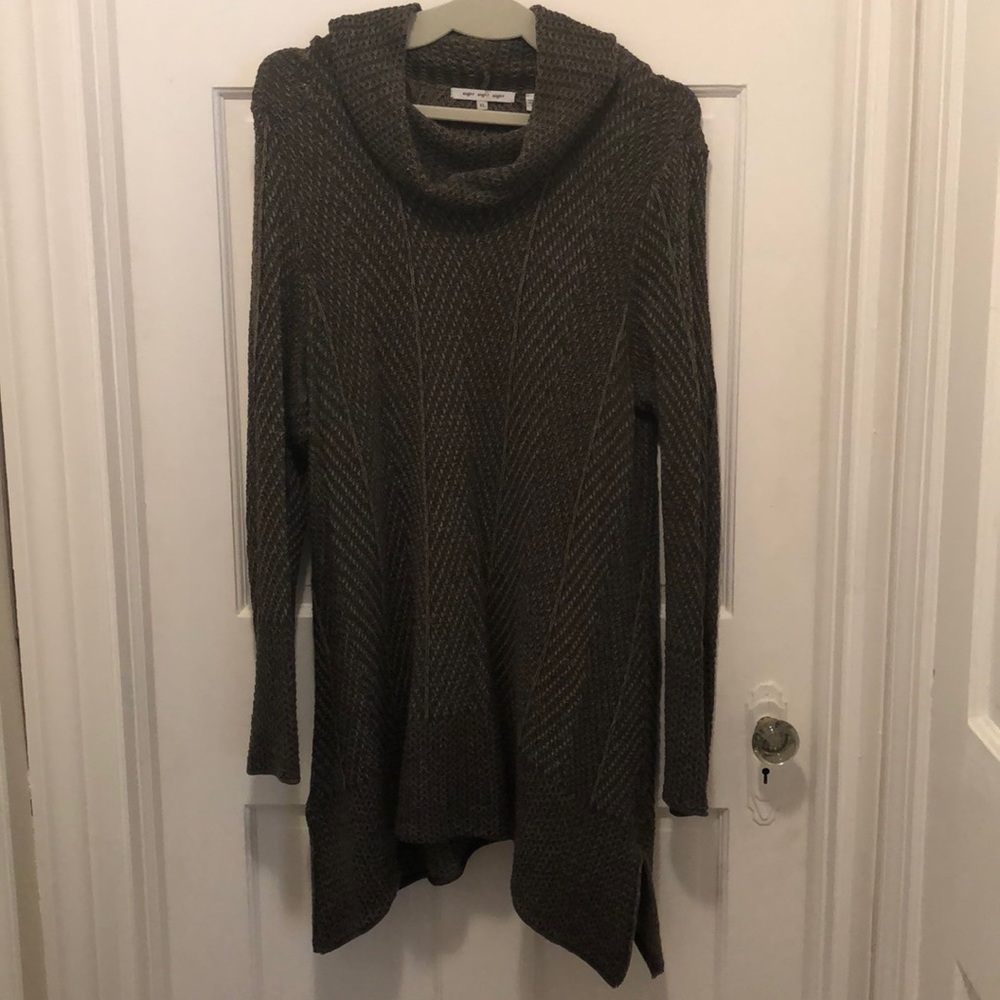 Green knit cowl neck sweater